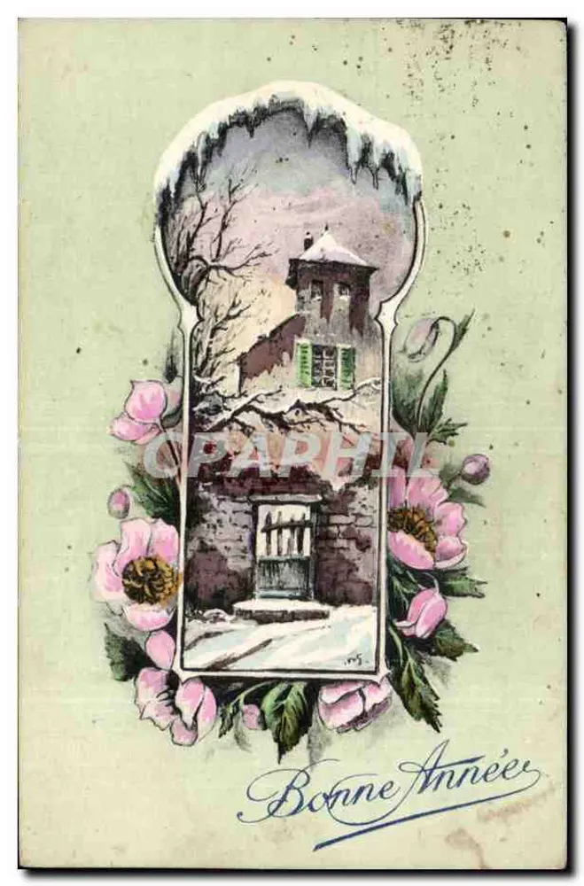 Schneebesetzter Schloss — Gerahmte Ansicht — Émile Bx et Cie, Paris, Serie 419 - Vorderseite