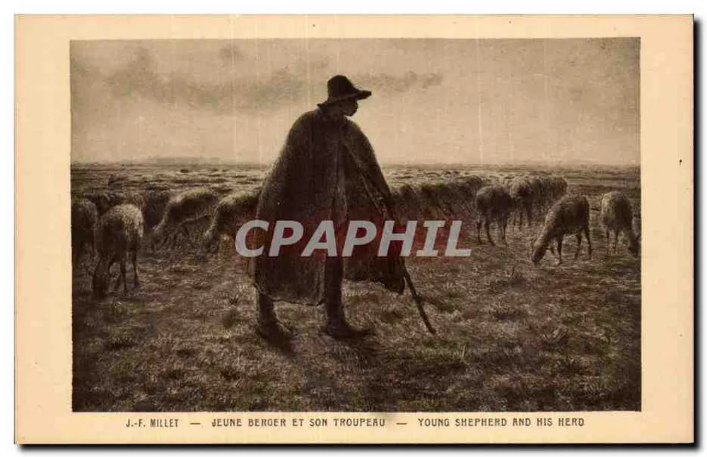 Junges Schafhirte und seine Herde — J.-F. Millet — Ausgabe Brauun & Cie, Paris - Vorderseite