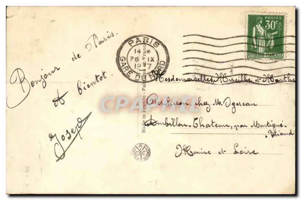 Paris - Montmartre e Sacré-Cœur — Souvenir de Paris, editor AN, n° 615 - Verso