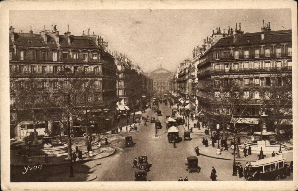 Paris — Avenida da Ópera — Edição de Arte YVON, Série 5, N° 90 - Frente