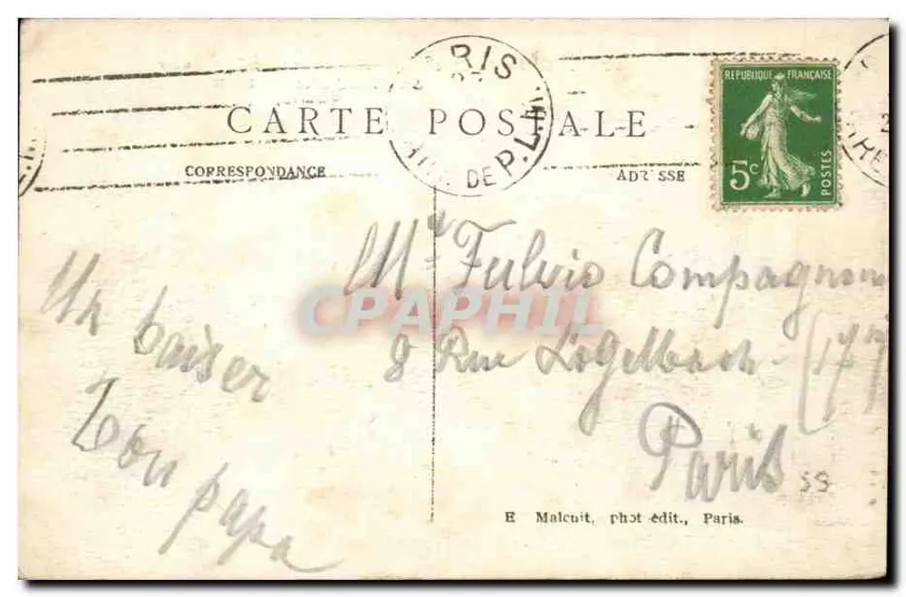 Bois de Boulogne — Spaziergang um den Großen See — E. M. - Rückseite