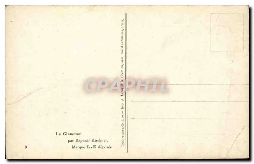 La Glaneuse — par Raphaël Kirchner — éditeur A. Lenoir, Paris - Rückseite