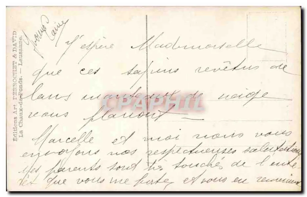 Schneedecke — Schneeverhüllter Wald — Éditions Art Ferrochet & David, La Chaix-des-Fonds, n°1627 - Rückseite