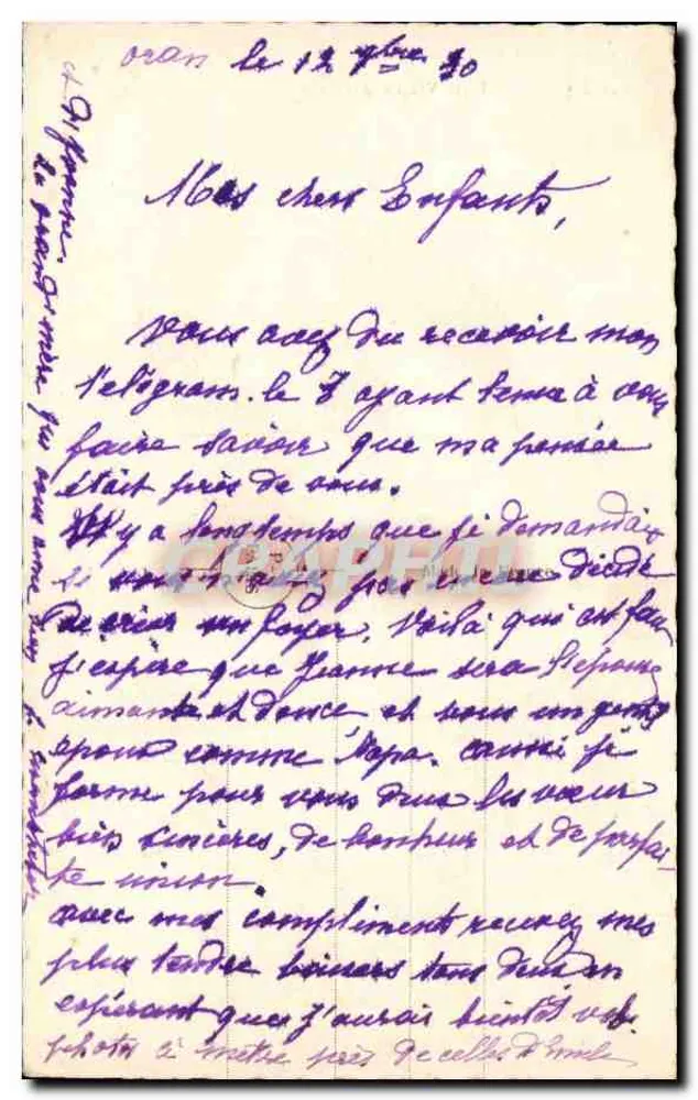 Liebendes Paar — Liebesbrief — PC PARIS 3327 - Rückseite