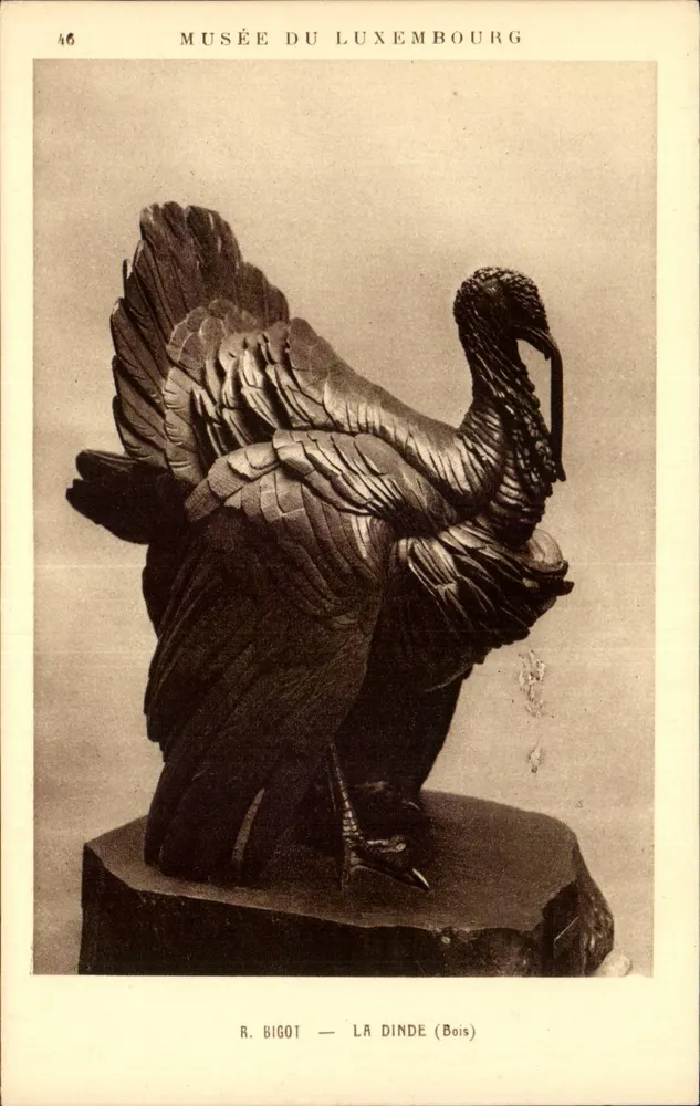 Museo del Luxembourg — Escultura de R. Bigot, 'El Pavo' (Madera) — n.º 46 - Anverso