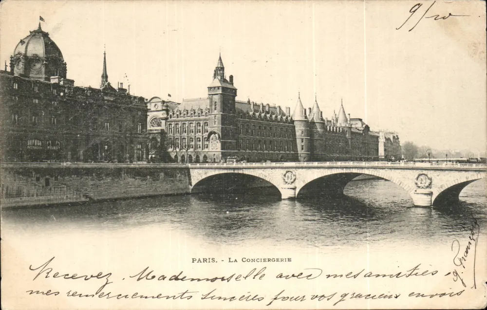Paris - A Conciergerie — vista do ponte e do edifício — editor G. François - Frente