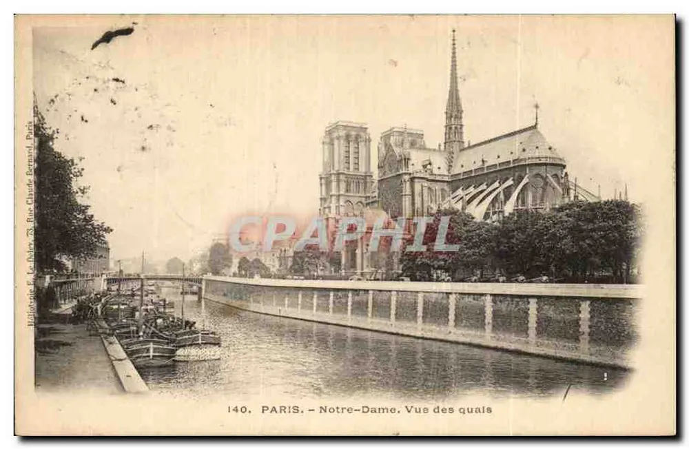 PARIS - Notre-Dame, Vista dos quais — Heliotype & Cie, Rue Claude Bernard, Paris, n°140 - Frente