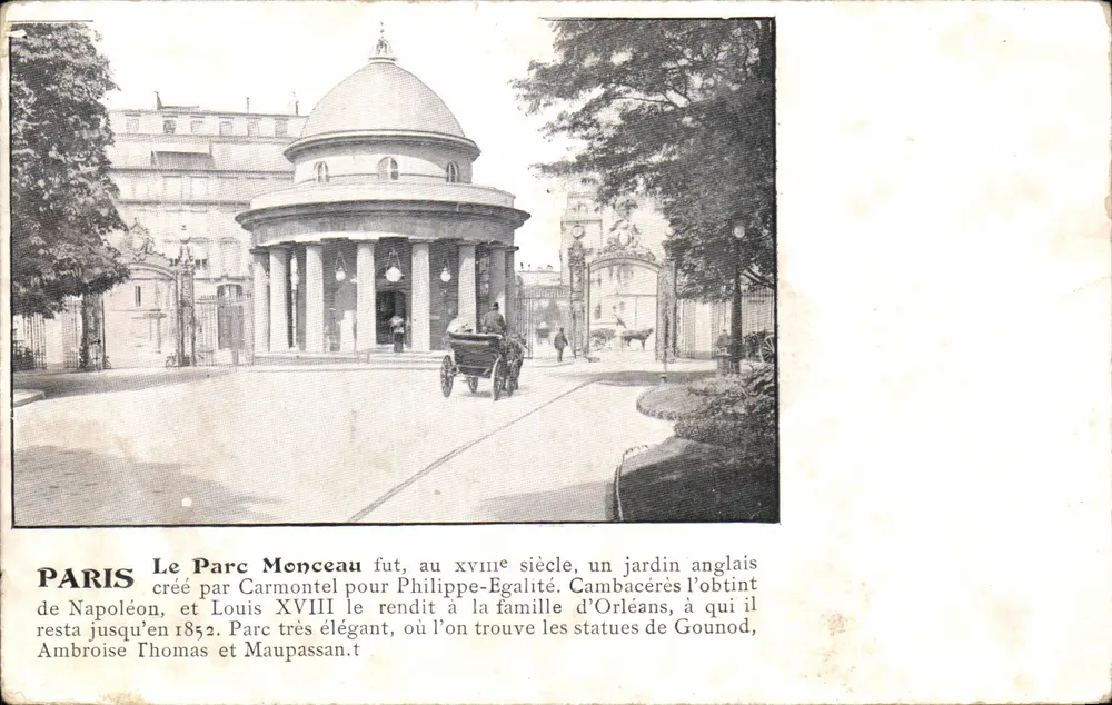 Parc Monceau — Paris — texto impresso - Frente