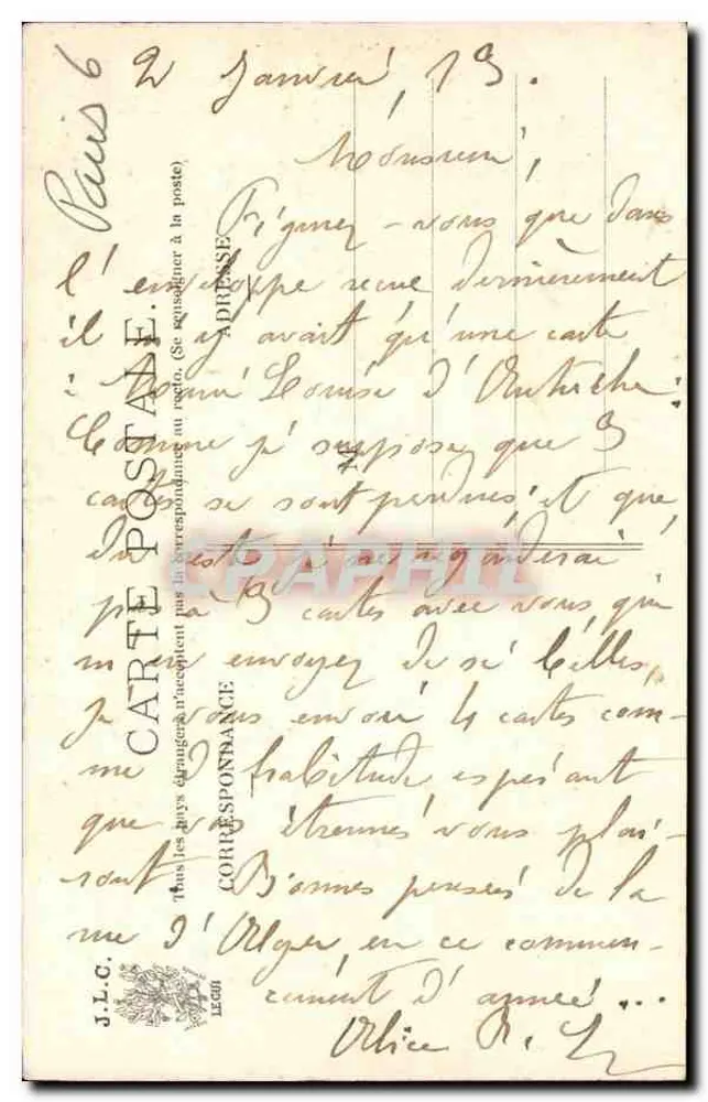 Paris — Teatro da Odéon — J.L.C. n°39 - Verso