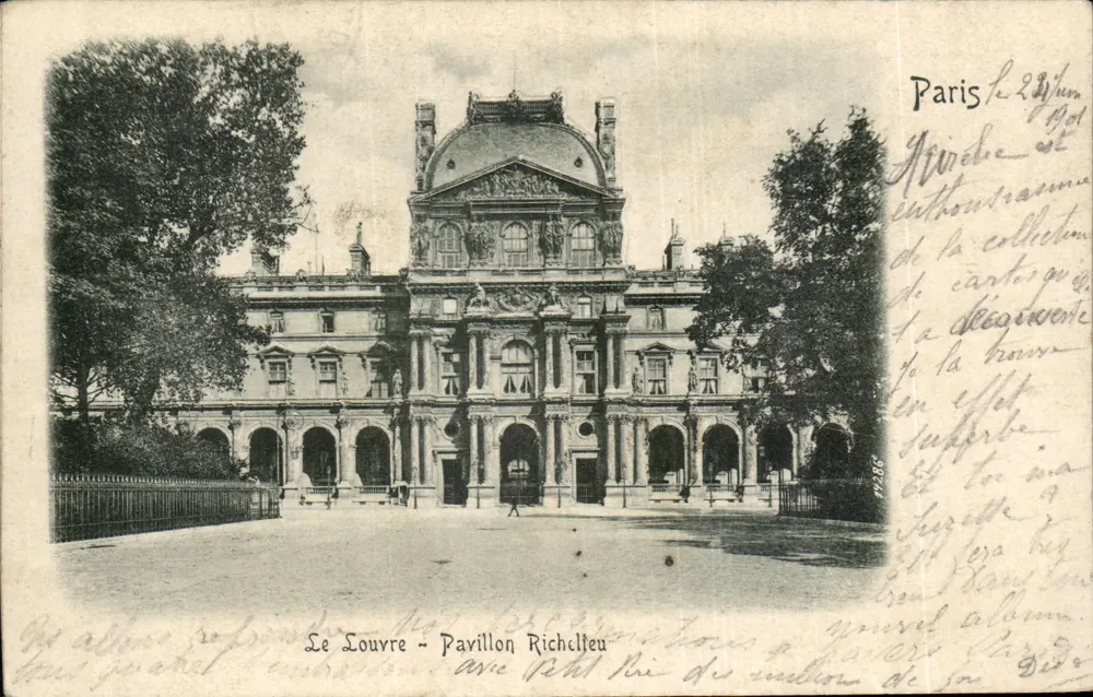 Das Louvre - Pavillon Richelieu — mit dem Kleinen Pavillon der Schöpfung von Jean-Baptiste — unbekannter Verleger, Seriennummer 17286 - Vorderseite