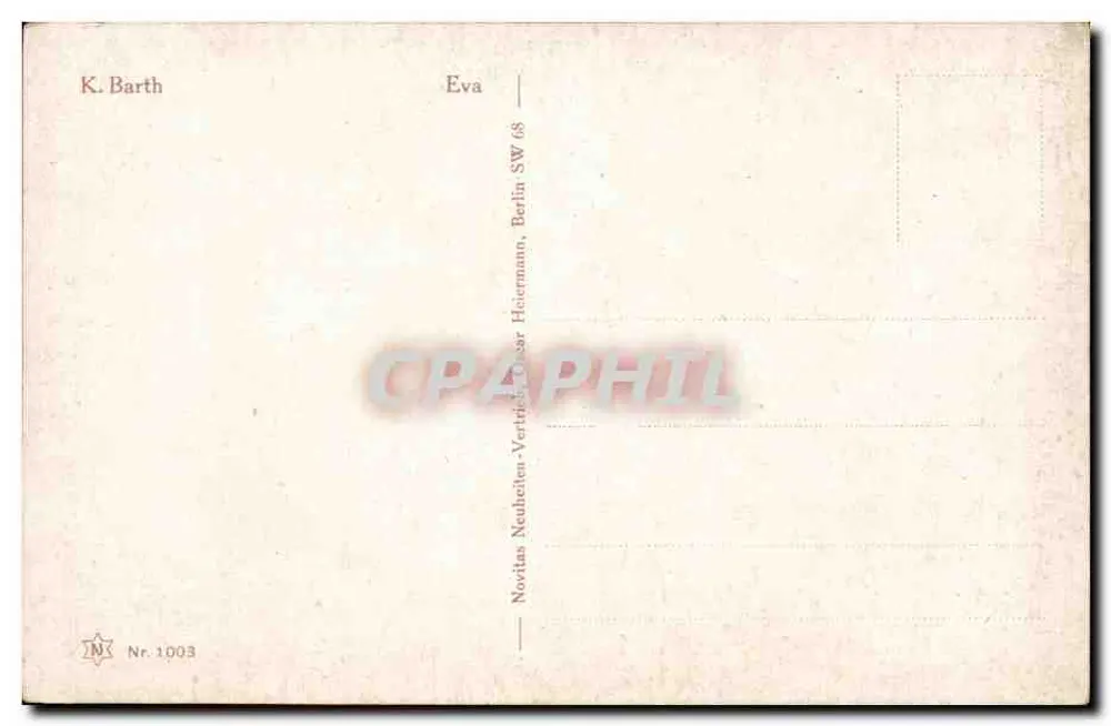 Eva — Criança comendo uma maçã — K. Barth, Berlin SW 68 - Verso