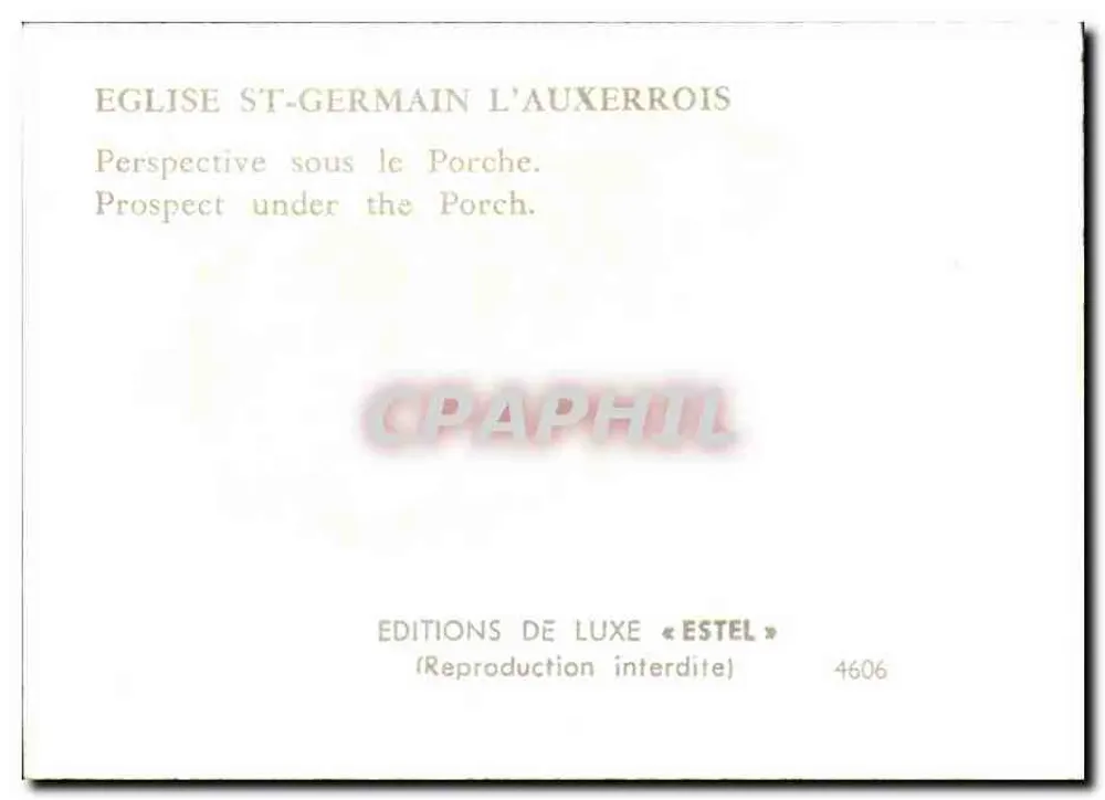 Igreja de Saint-Germain-l'Auxerrois — Perspectiva sob o Portal — Edições de Luxo « Estel » n° 4606 - Verso