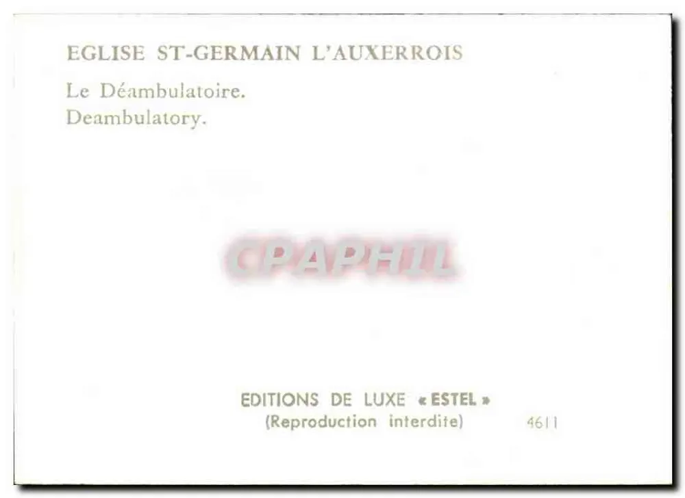 Igreja de Saint-Germain-l'Auxerrois — Déambulatoire — Éditions de Luxe « Estel » n° 4611 - Verso