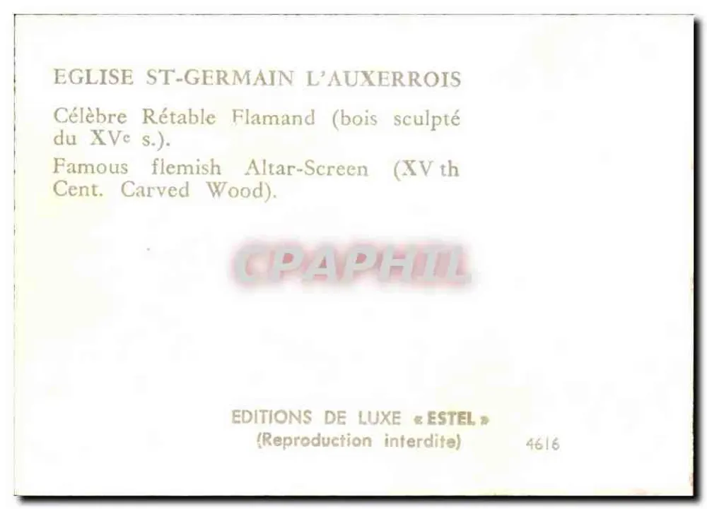 Chiesa di Saint-Germain-l'Auxerrois — Altare fiammingo del XV secolo — Edizioni di lusso « Estel » n°4616 - Verso