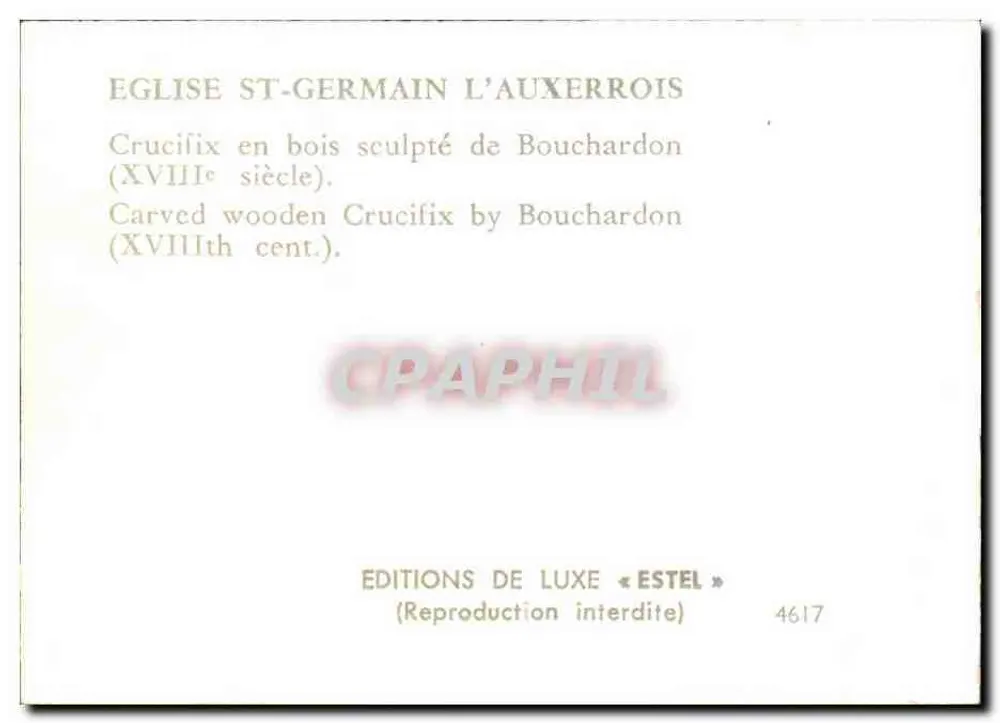 Geschnitztes Holzkreuz — Kirche Saint-Germain-l'Auxerrois — Luxusausgabe « Estel » n°4617 - Rückseite