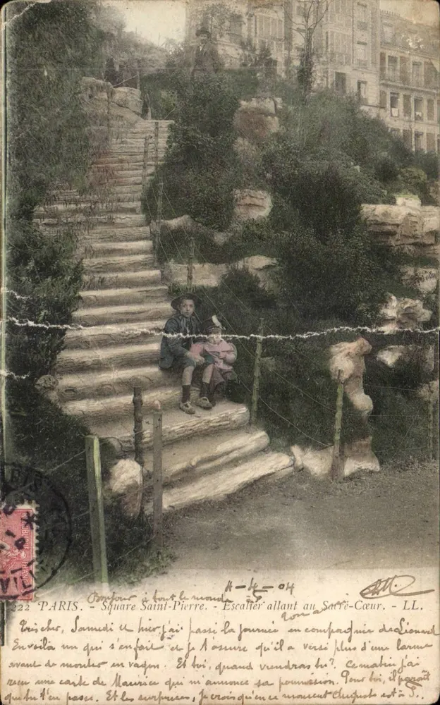 Paris - Place Saint-Pierre - Treppenaufgang zum Sacré-Cœur — Verleger LL, Nr. 222 - Vorderseite