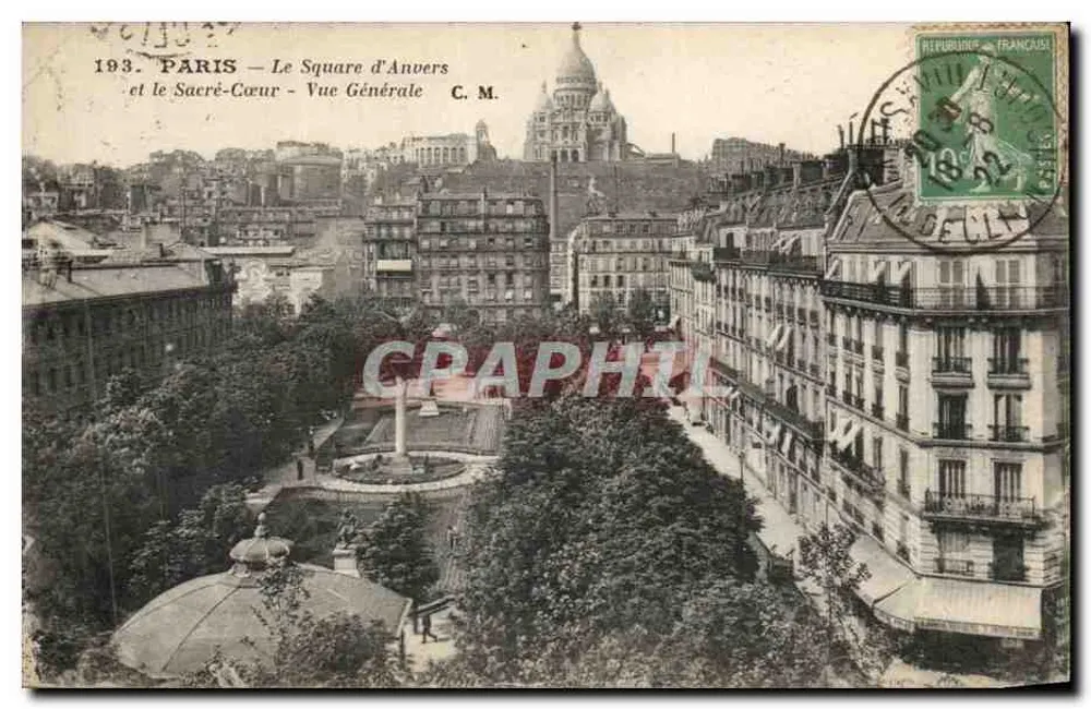 Paris — Der Square d'Anvers und der Sacré-Cœur — Allgemeine Ansicht — C. M. - Vorderseite