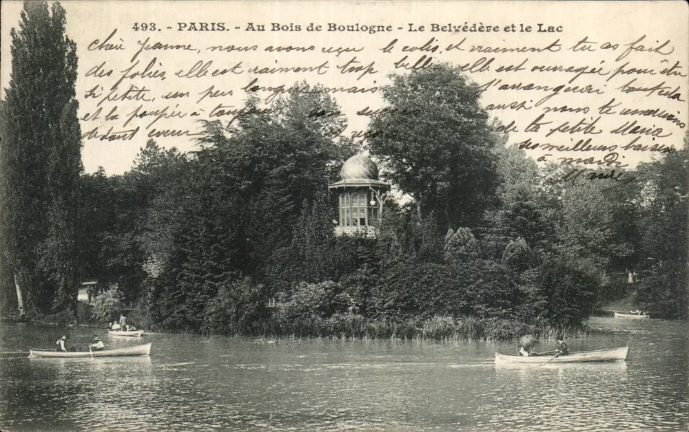 Paris - Im Bois de Boulogne - Der Belvedere und der See - Vorderseite