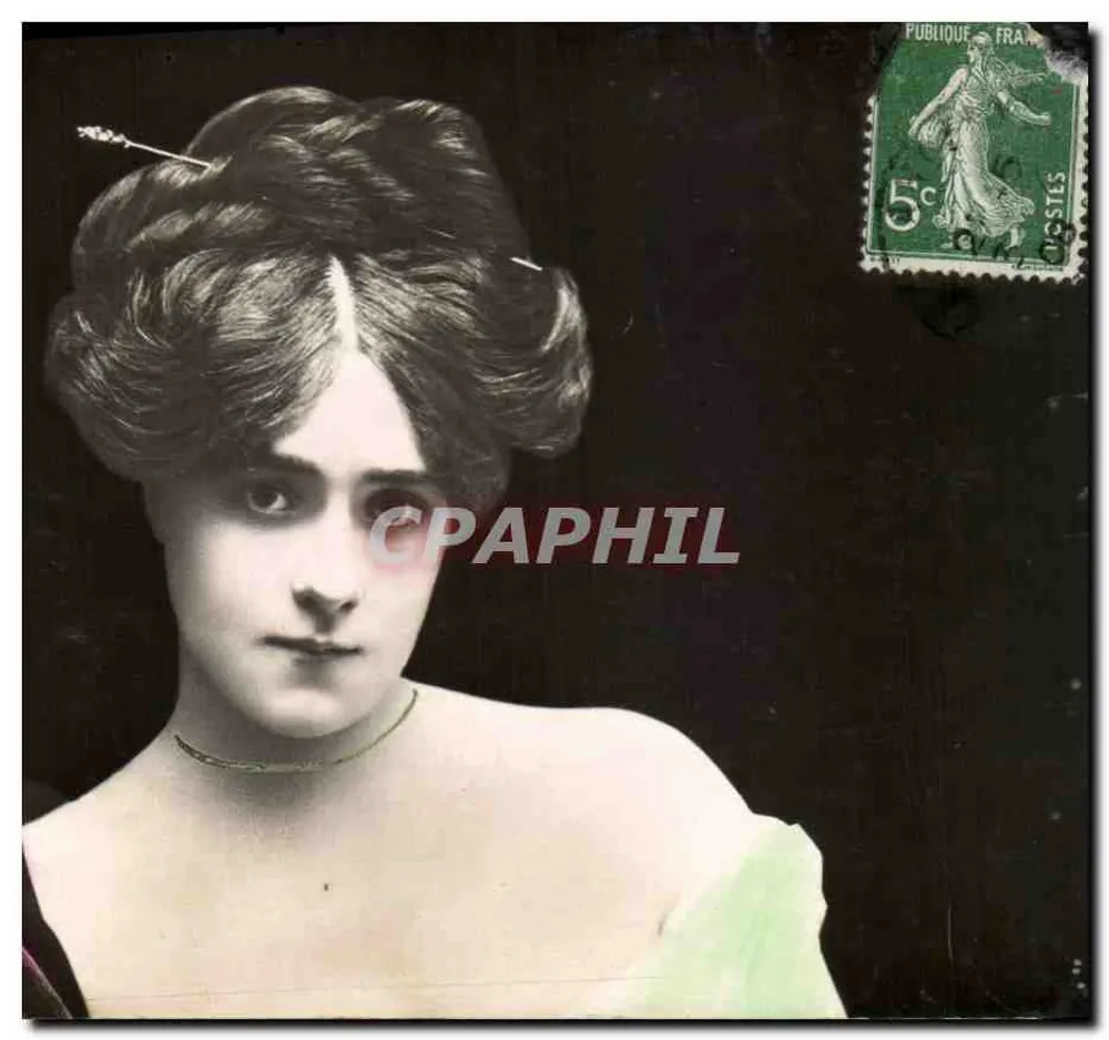 Porträt einer Frau — Epoche 1900-1910 — 5-Cent-grüner Frankreich-Stempel - Vorderseite
