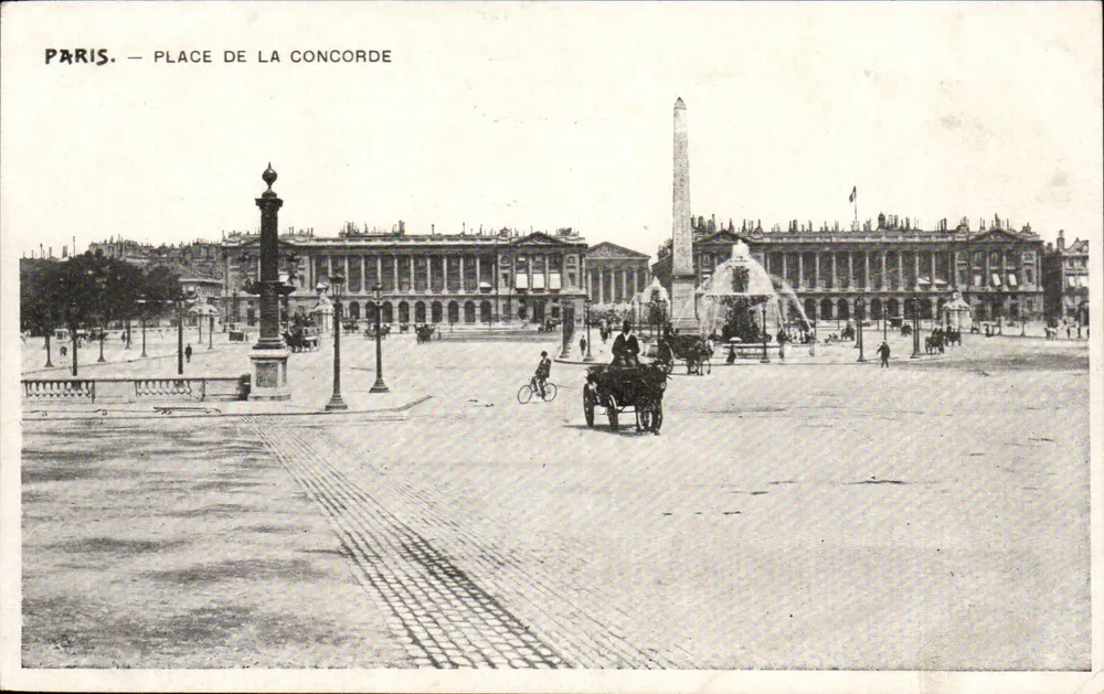 Paris — Place de la Concorde — vista panorâmica com coluna e obélisco - Frente