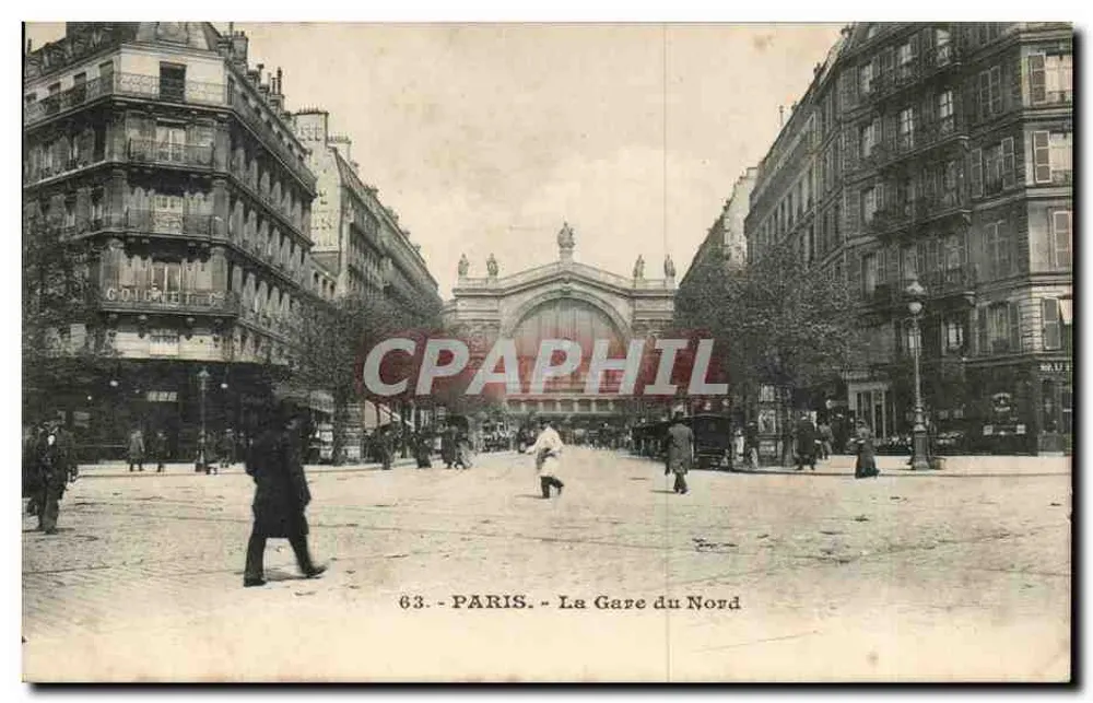Parigi - La Stazione del Nord — editore anonimo, n° di serie 63 - Recto