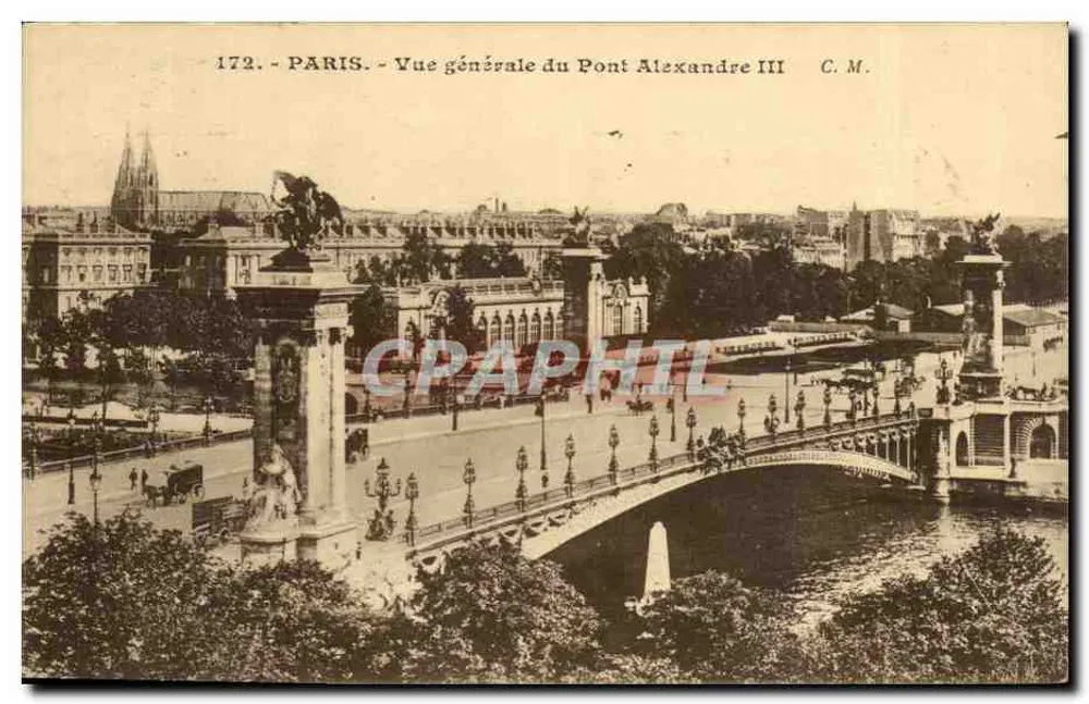 Paris - Vista geral do Ponte Alexandre III - C.M. n°172 - Frente