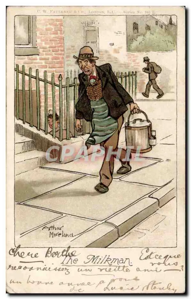 Der Milchmann — Karikatur — C.W. FAULKNER & CO. London, Serie Nr. 345 - Vorderseite