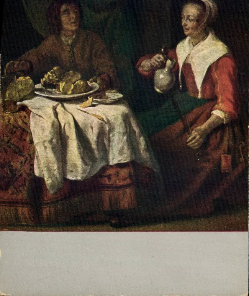 Amsterdam — Gabriel Metsu: Das Frühstück — Natürliche Farbfotografie aus der Natur, Rommée & Johns, Dresden - Vorderseite