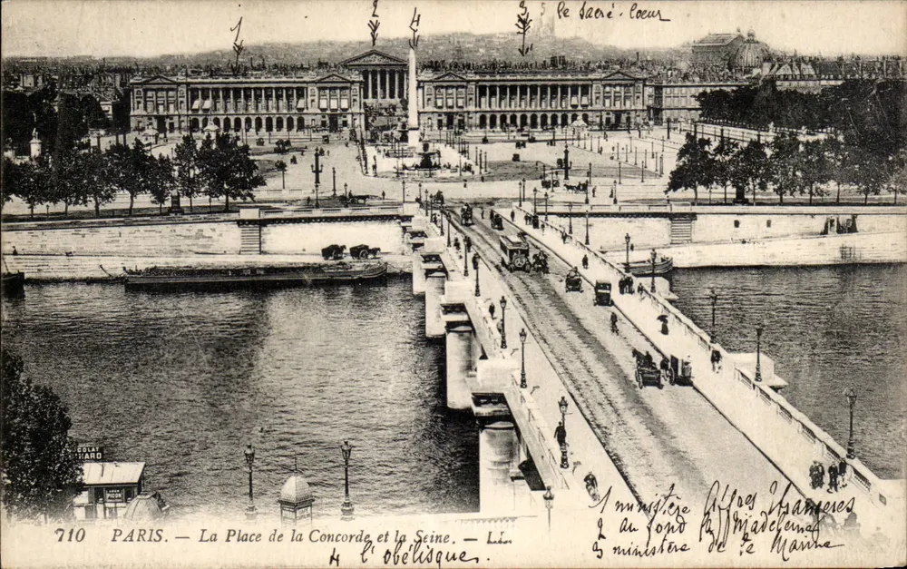 Paris — A Place de la Concorde e a Seine — O Obélisque — Editor L. L. (n° 710) - Frente