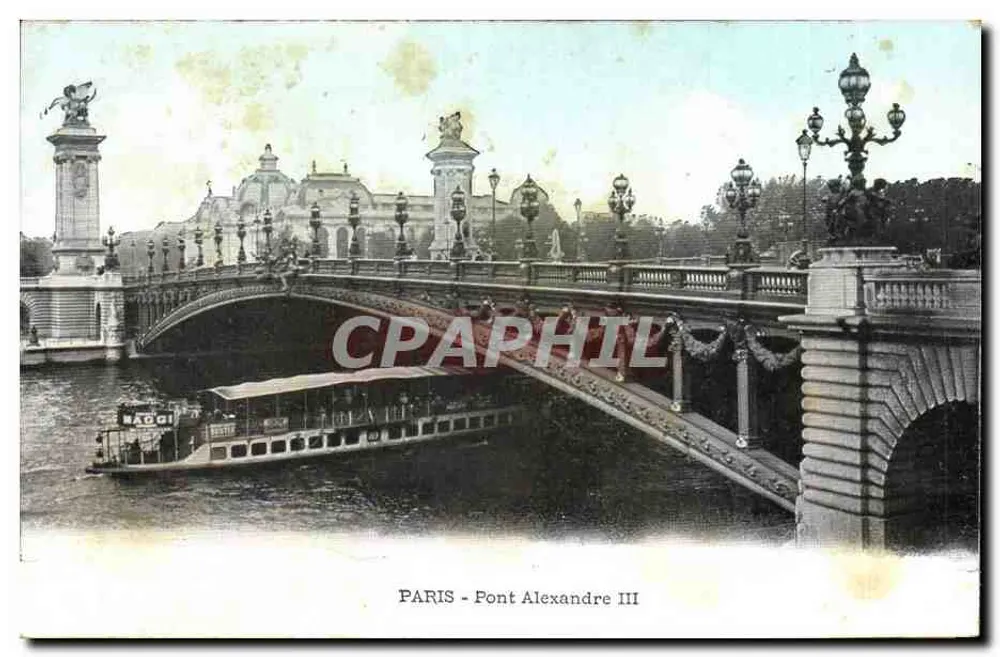 Paris - Pont Alexandre III — vista com barco RAGGI — editor desconhecido - Frente