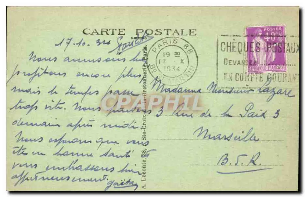 Paris - Der Trocadéro und die Pont d'Iéna — A.L. n°36 - Rückseite