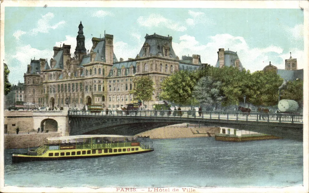 Paris - O Hotel de Ville — visão do ponte e do rio - Frente