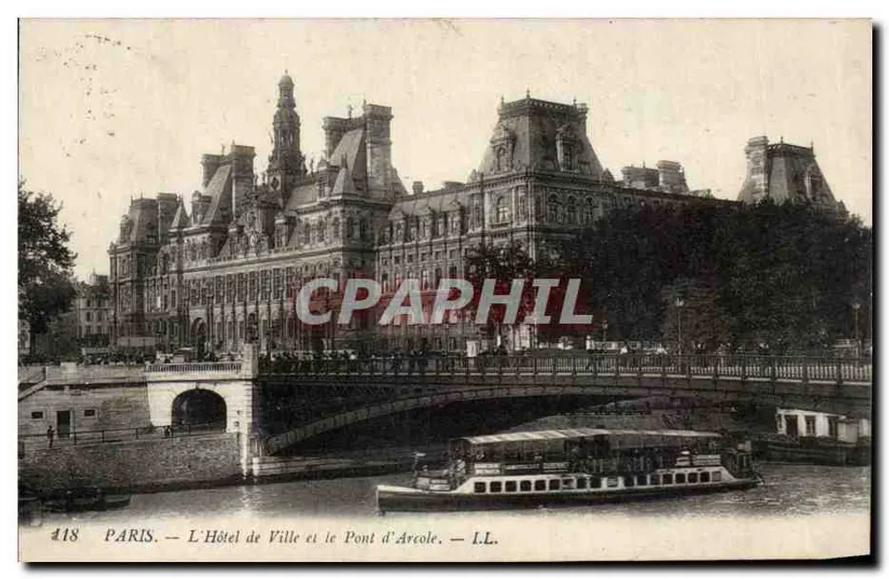 Paris — O Hôtel de Ville e o Pont d'Arcole — L.L. n°118 - Frente