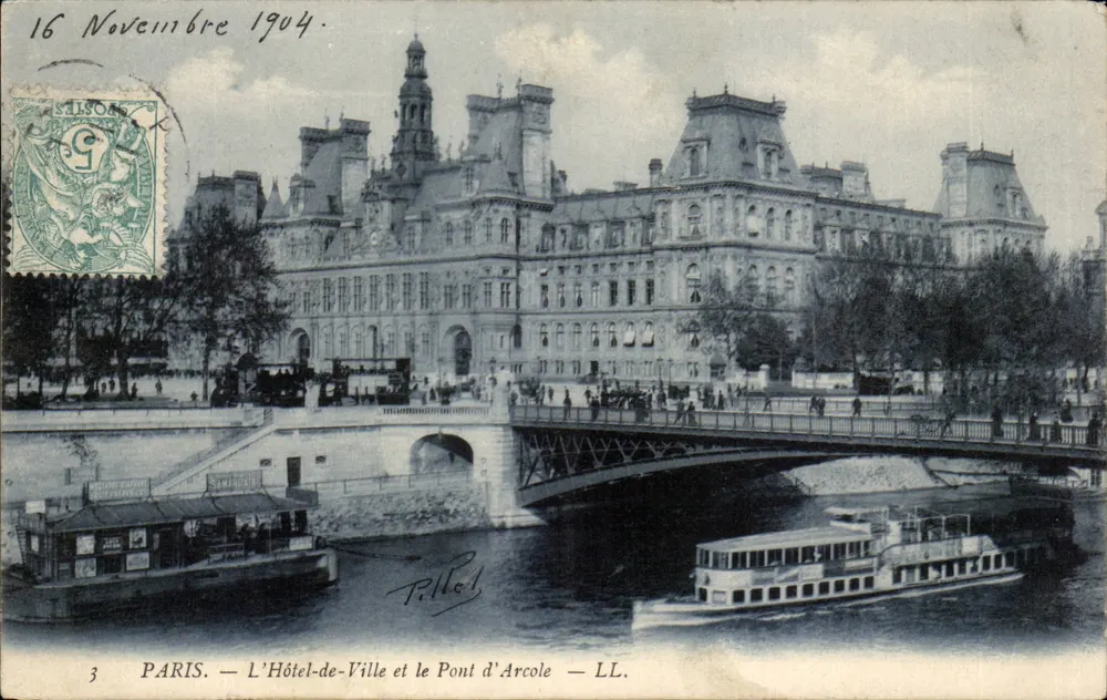 Paris — O Hôtel-de-Ville e o Pont d'Arcole — LL. - Frente