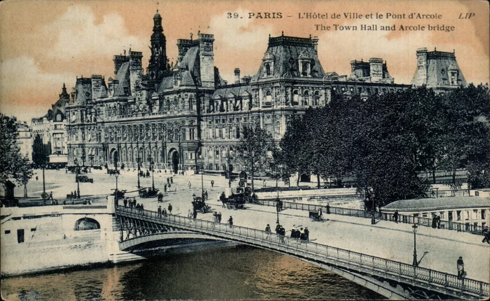 Paris – O Hotel de Ville e o Ponte d'Arcole — LIP, série 39 - Frente