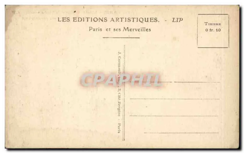 Paris – O Hotel de Ville e o Ponte d'Arcole — LIP, série 39 - Verso