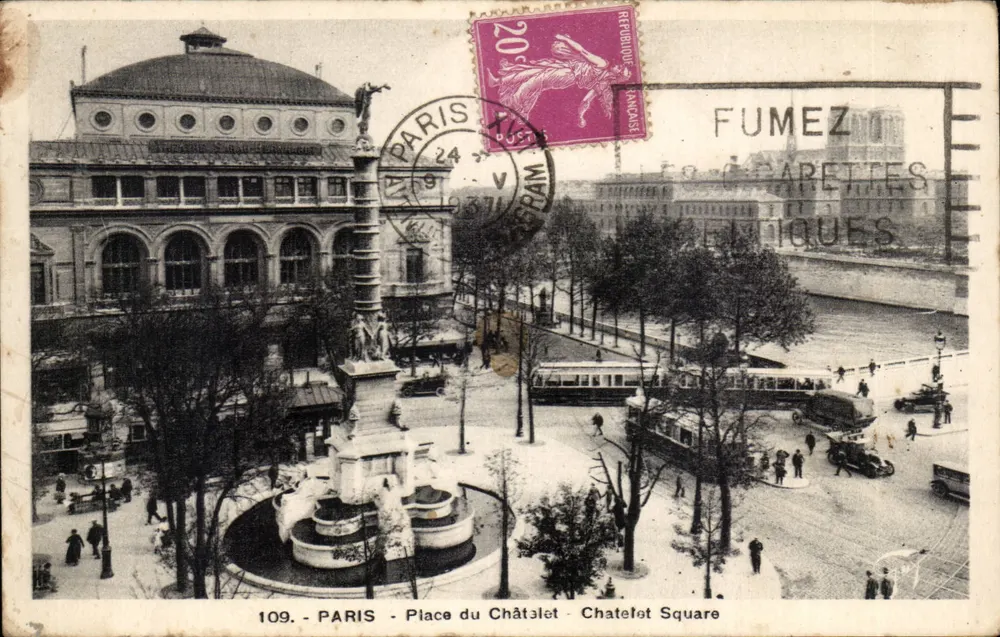 Paris - Place du Châtelet - Chatelot Square — editor desconhecido, número de série 109 - Frente