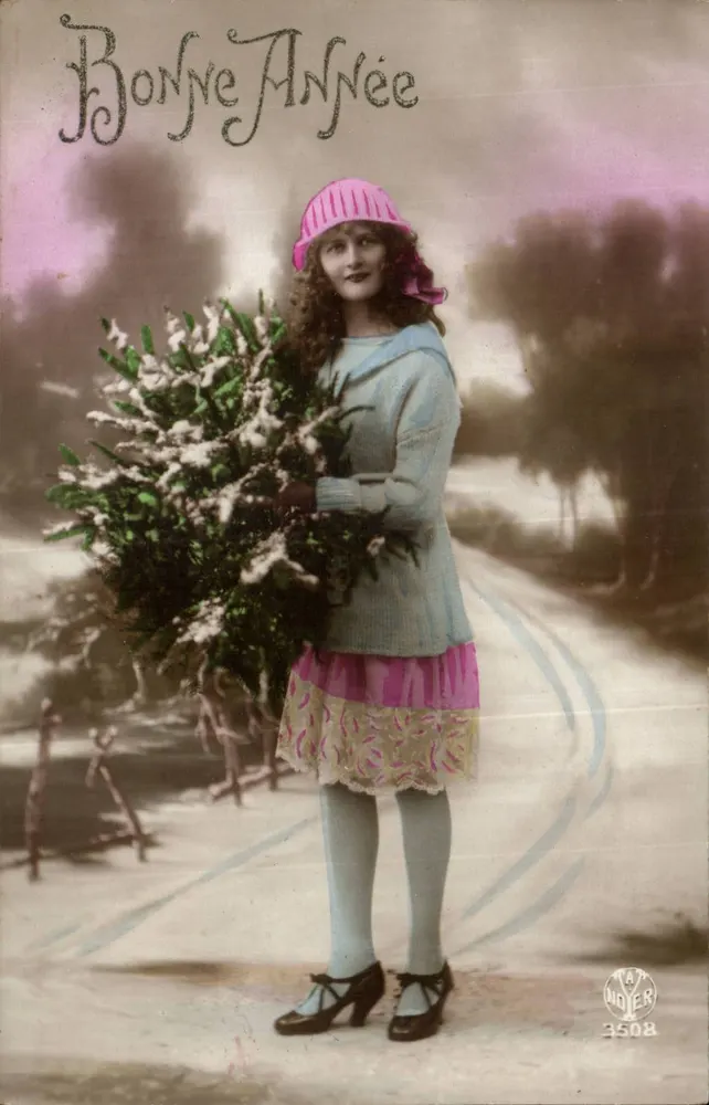 Junge Frau mit Tannenbaum — Frohe Weihnachten — Atelier Noyer n°3508 - Vorderseite