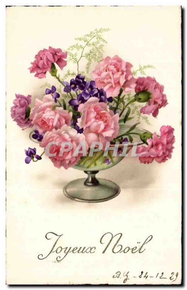 Blumenstrauß — Frohe Weihnachten — D.Y. - 24-12-29 - Vorderseite