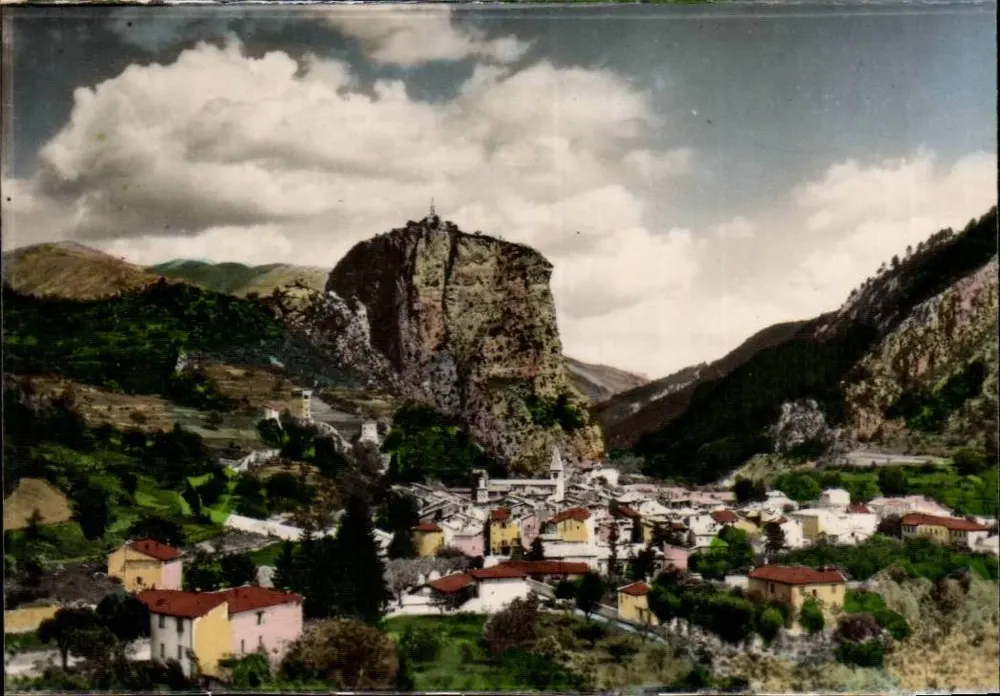Castellane — vista panorâmica do vilarejo e da rocha dominante — n° de série 1 - Frente
