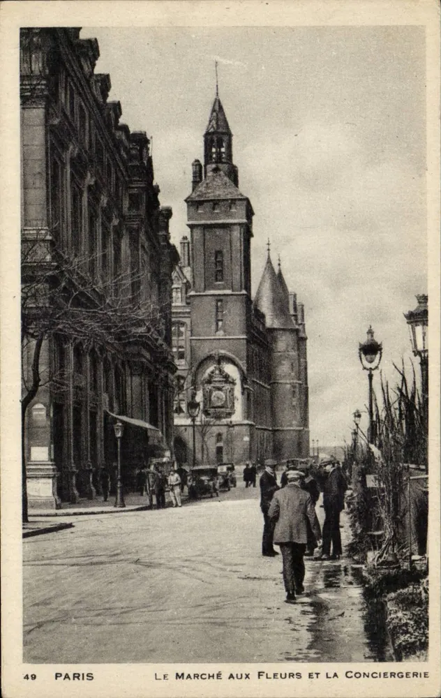 Paris — O Mercado das Flores e a Conciergerie — editor não identificado, n° 49 - Frente