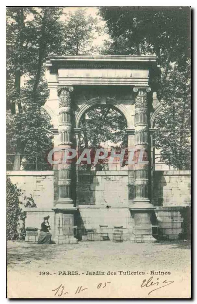 Jardim das Tuileries - Ruínas — Paris — Editor Elgin, n° 199 - Frente