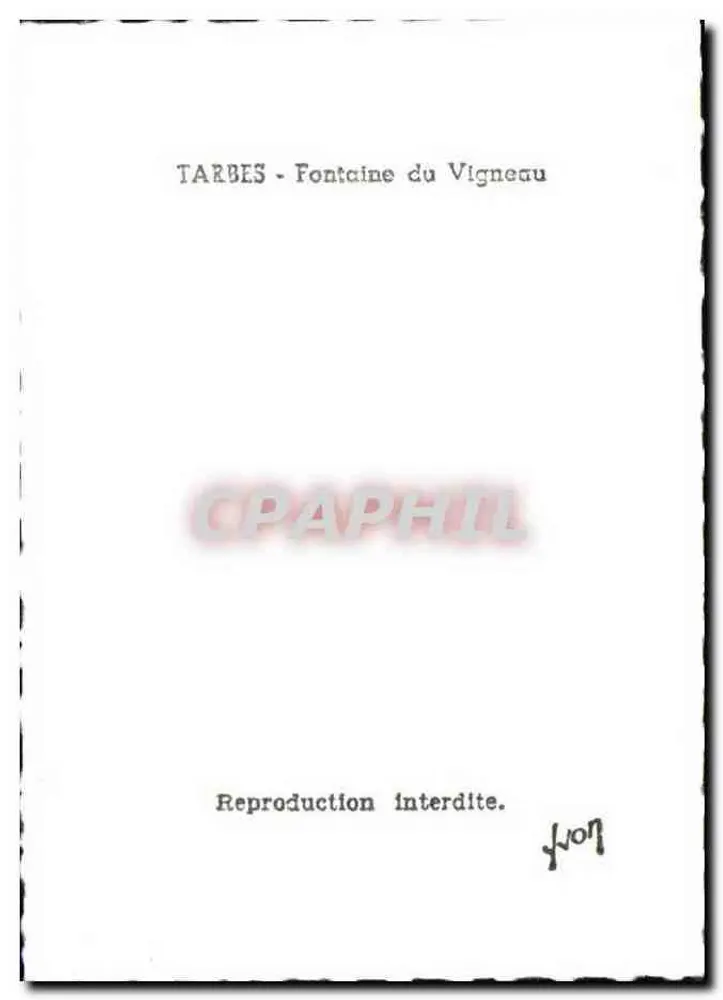 Tarbes - Fonte do Vigneau — reprodução - Verso