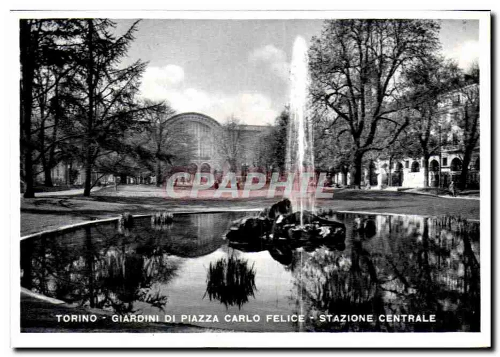 Turin - Gärten der Piazza Carlo Felice - Hauptbahnhof - Vorderseite