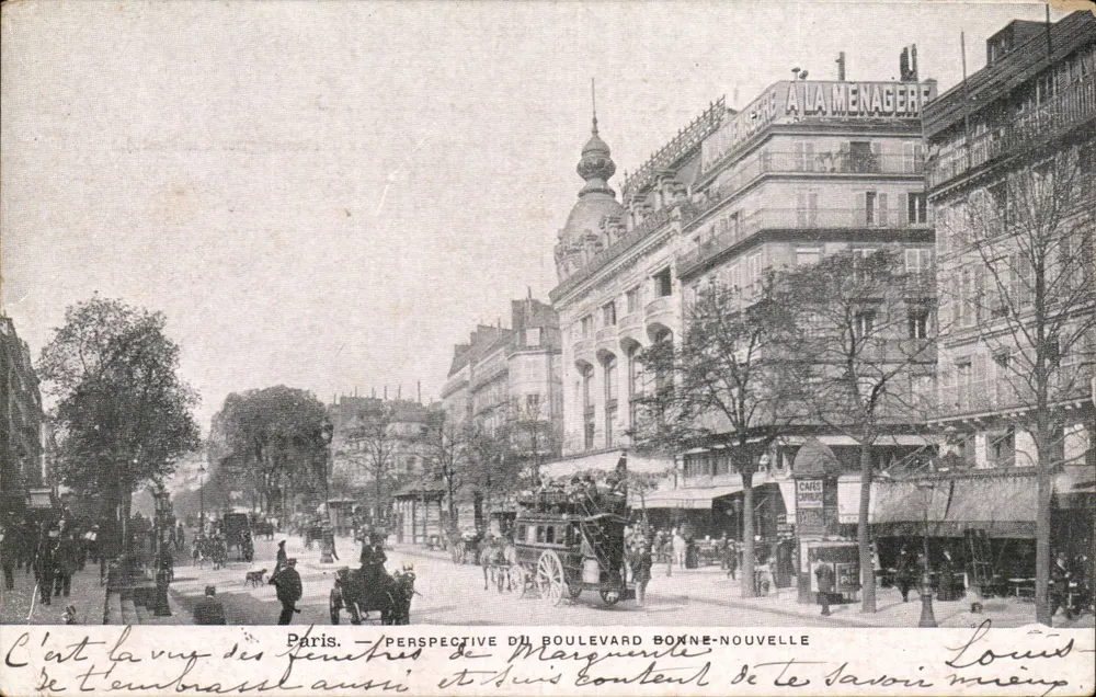 Paris — Perspectiva do Boulevard Bonne-Nouvelle — Editor não identificado, número de série não visível - Frente