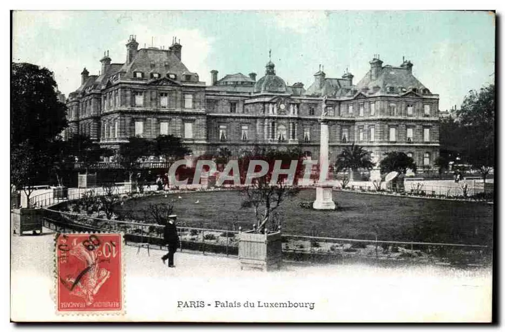 PARIS - Palácio do Luxembourg — vista do jardim com monumento — editor não visível - Frente