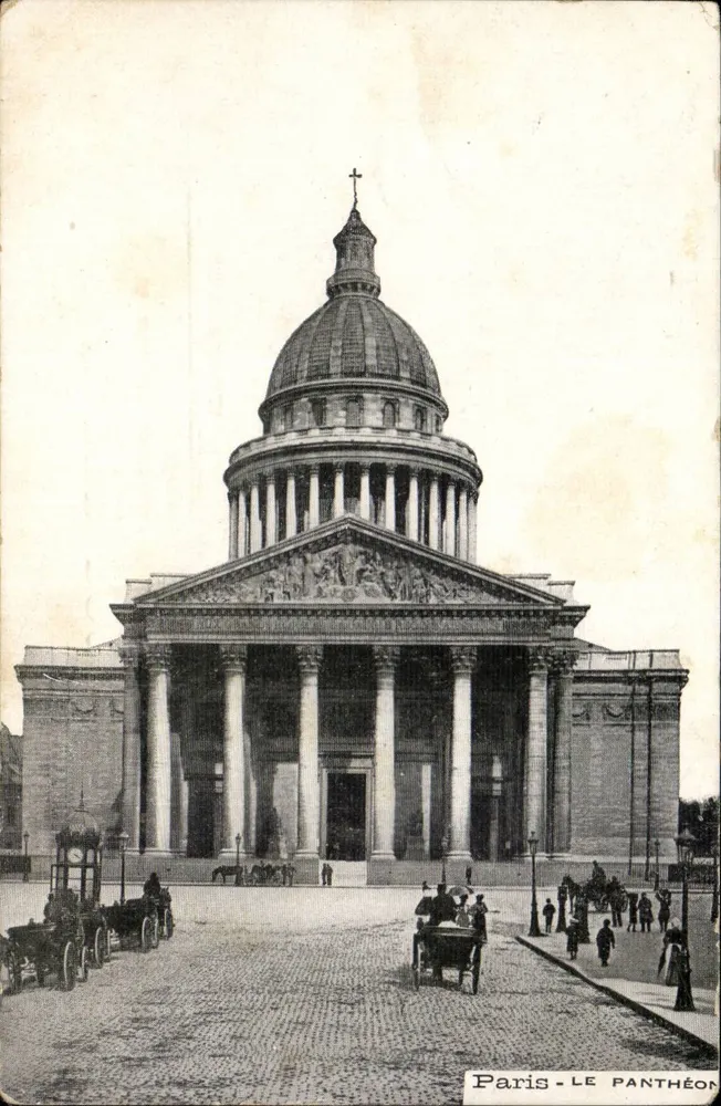 Paris - O Panteão — vista da fachada clássica com cúpula e colunatas — editor não identificado - Frente
