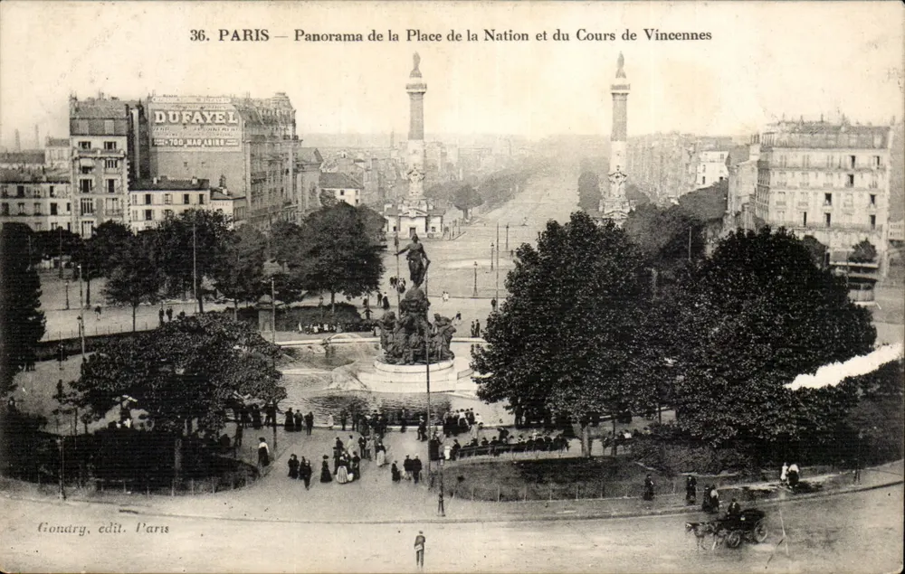 Paris — Panorama der Place de la Nation und des Cours de Vincennes — Giondary, edit. Paris - Vorderseite