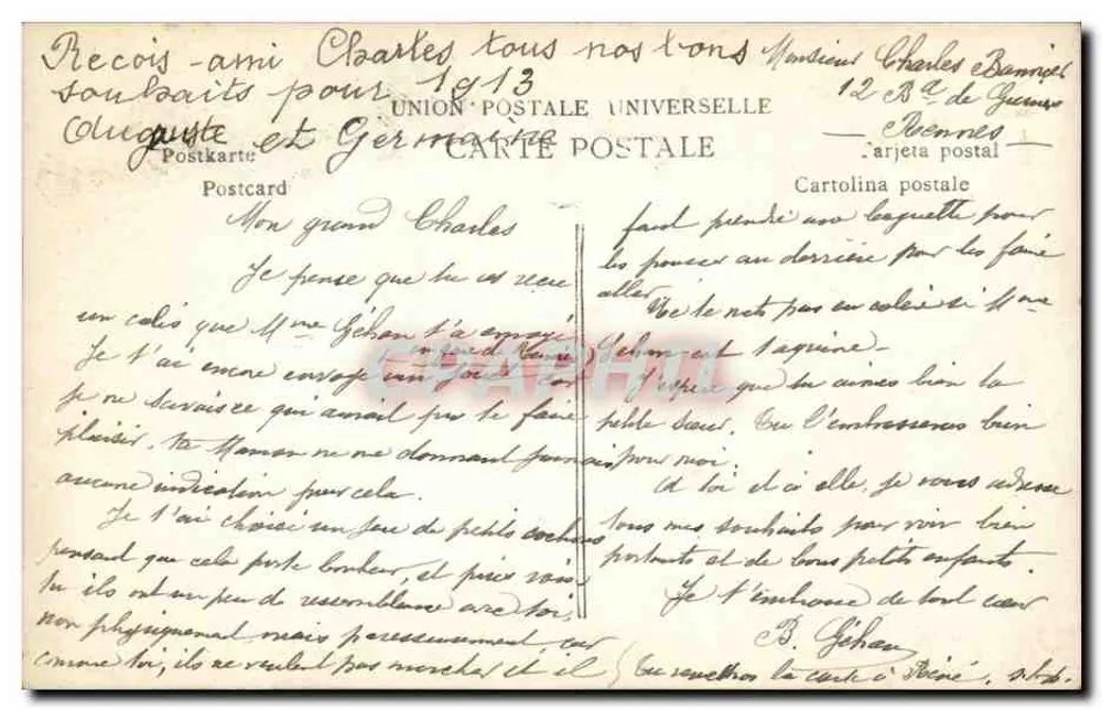 Kinder auf einem Flugzeug — Frohe Neujahr — P.H. Paris n°321 - Rückseite