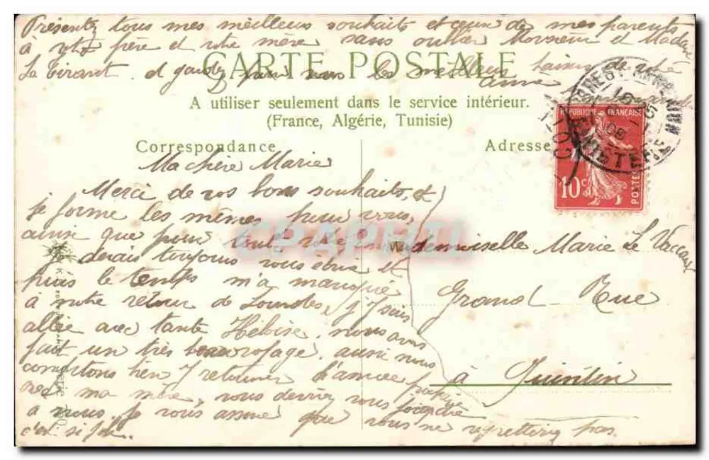 Flores de trevo — Boa Ano — Carta postal francesa - Verso